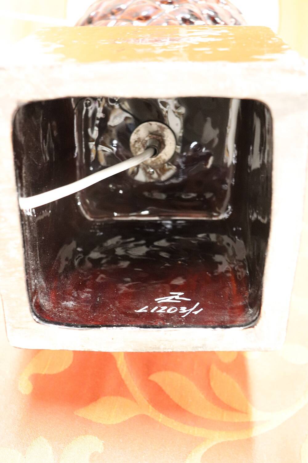 Vintage Brown Ceramic Pineapple Desk Lamp, 1970s