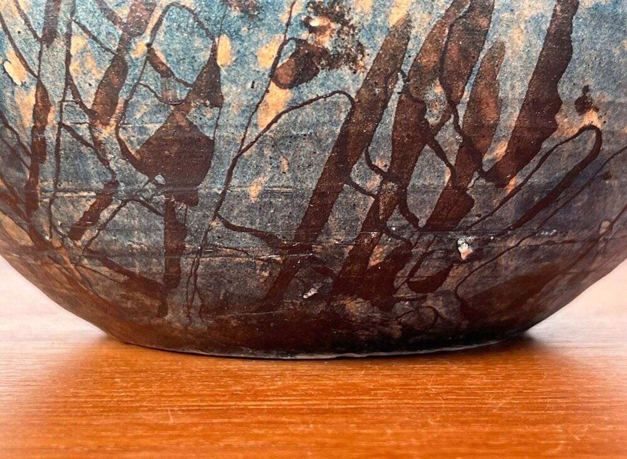 Vase de poterie de studio allemand brutaliste du milieu du siècle par Gerhard Liebenthron, 1975