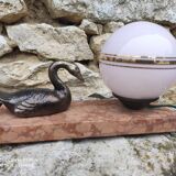Old marble swan lamp