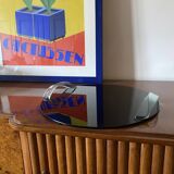 Hollywood regency black glass tray, Italy 1970s