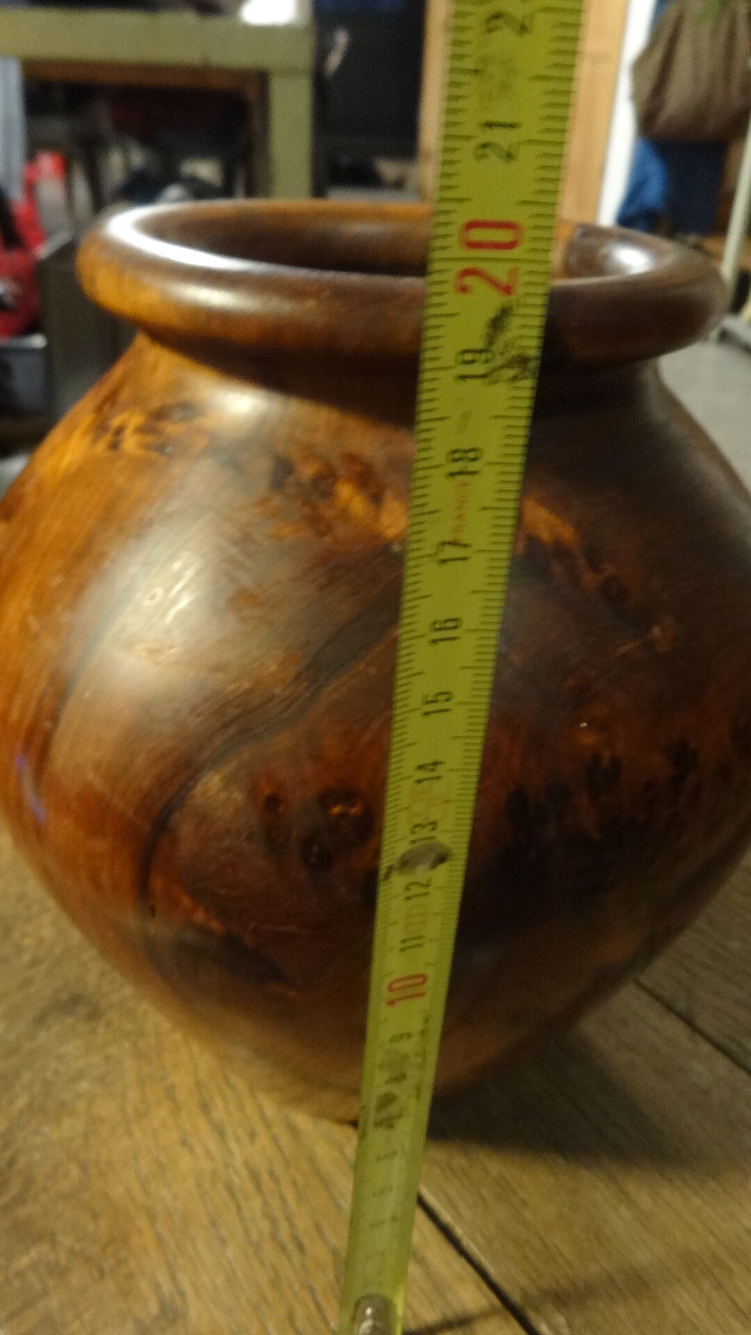 Turned wooden vase