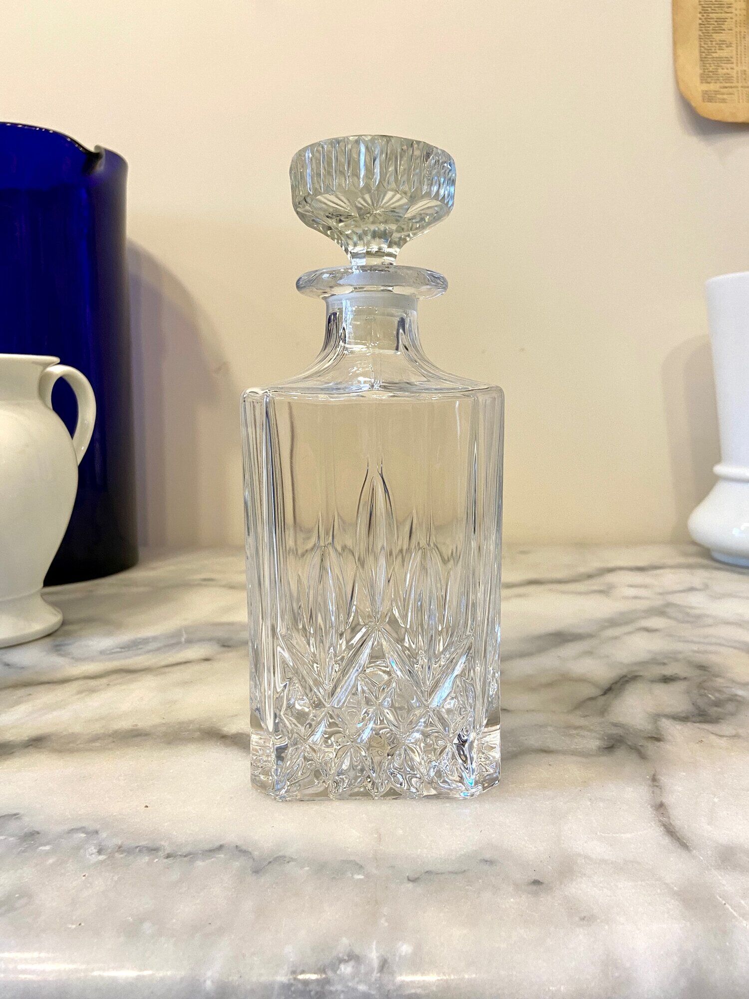 Chiseled glass whiskey decanter