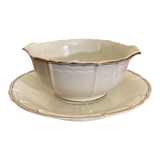 Limoges sauce boat A. Lanternier 1911 gold and blue edging