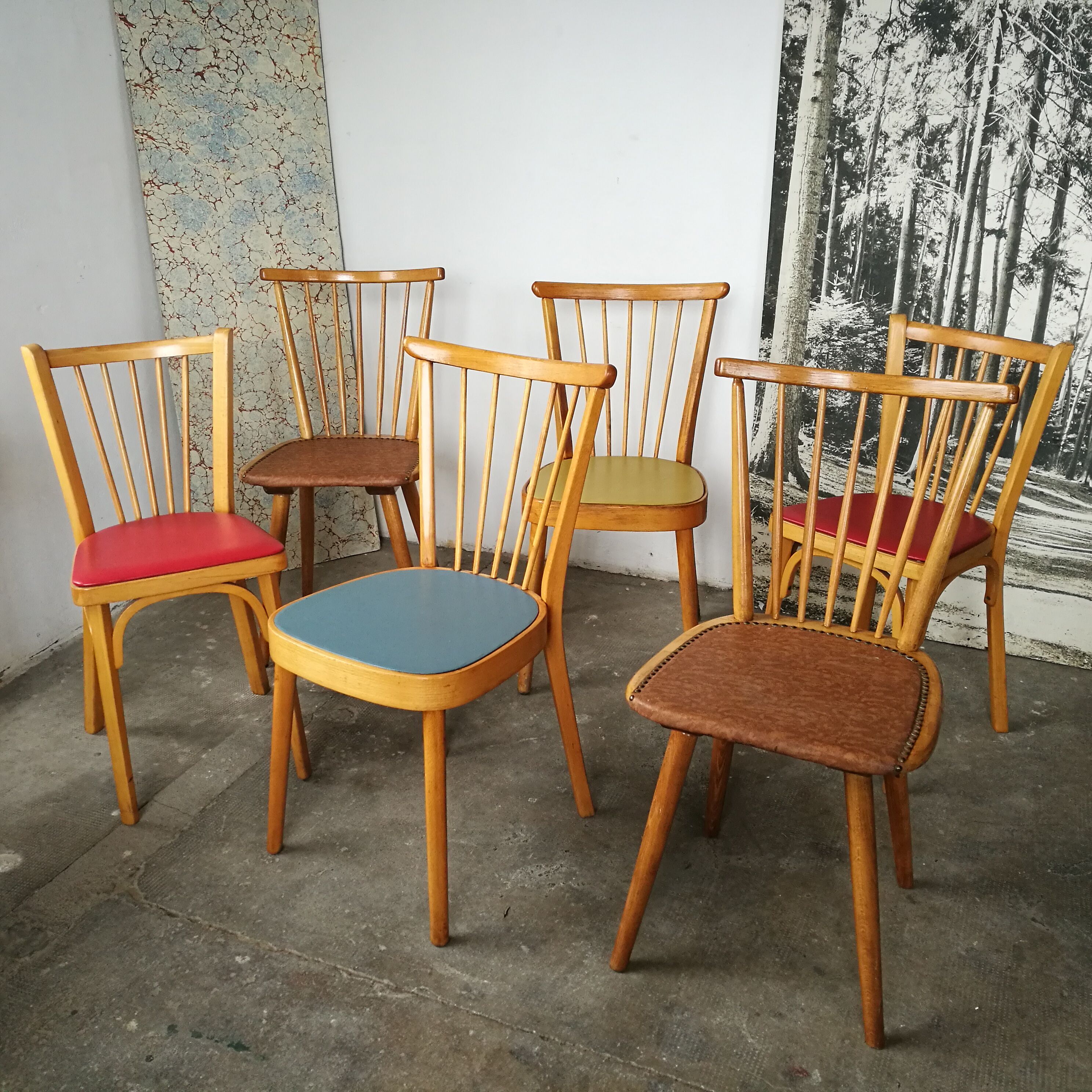 Set of 6 vintage chairs with mismatched bars