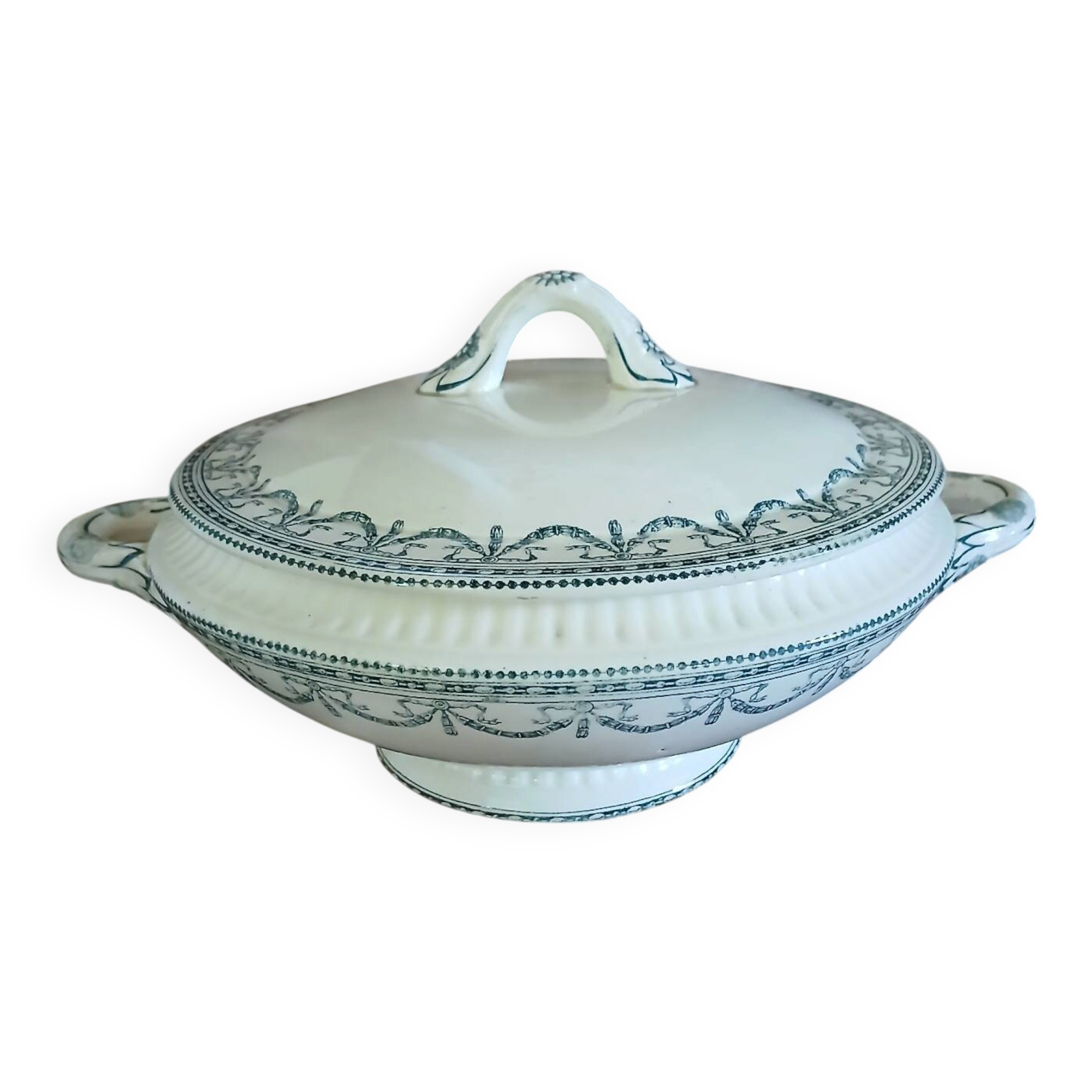 Small antique soup tureen in ironstone