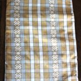 Beige vintage checkered rectangular tablecloth