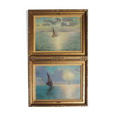 Set of 2 contemporary marine HST paintings by Albert Moran
