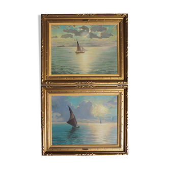 Set of 2 contemporary marine HST paintings by Albert Moran