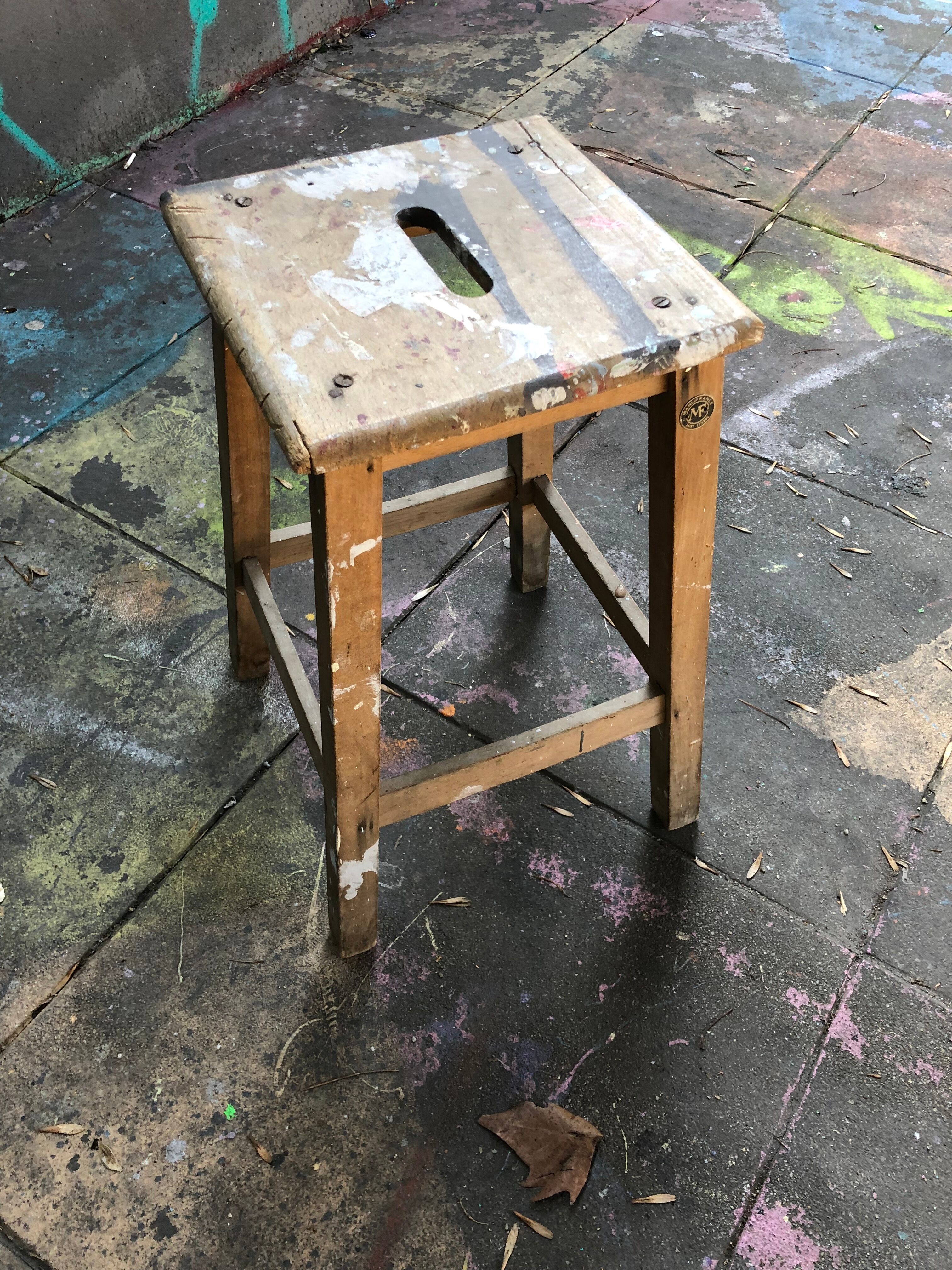 Tabouret vintage, bois manufrance