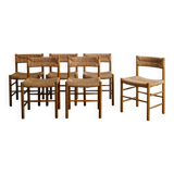 Set of Six Wooden Dining Dordogne Chairs by Charlotte Perriand, 1960s