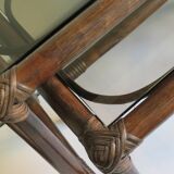 Suite de 2 tables d'appoint en bambou des années 1970
