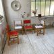 Set of 4 80s colored pine chairs