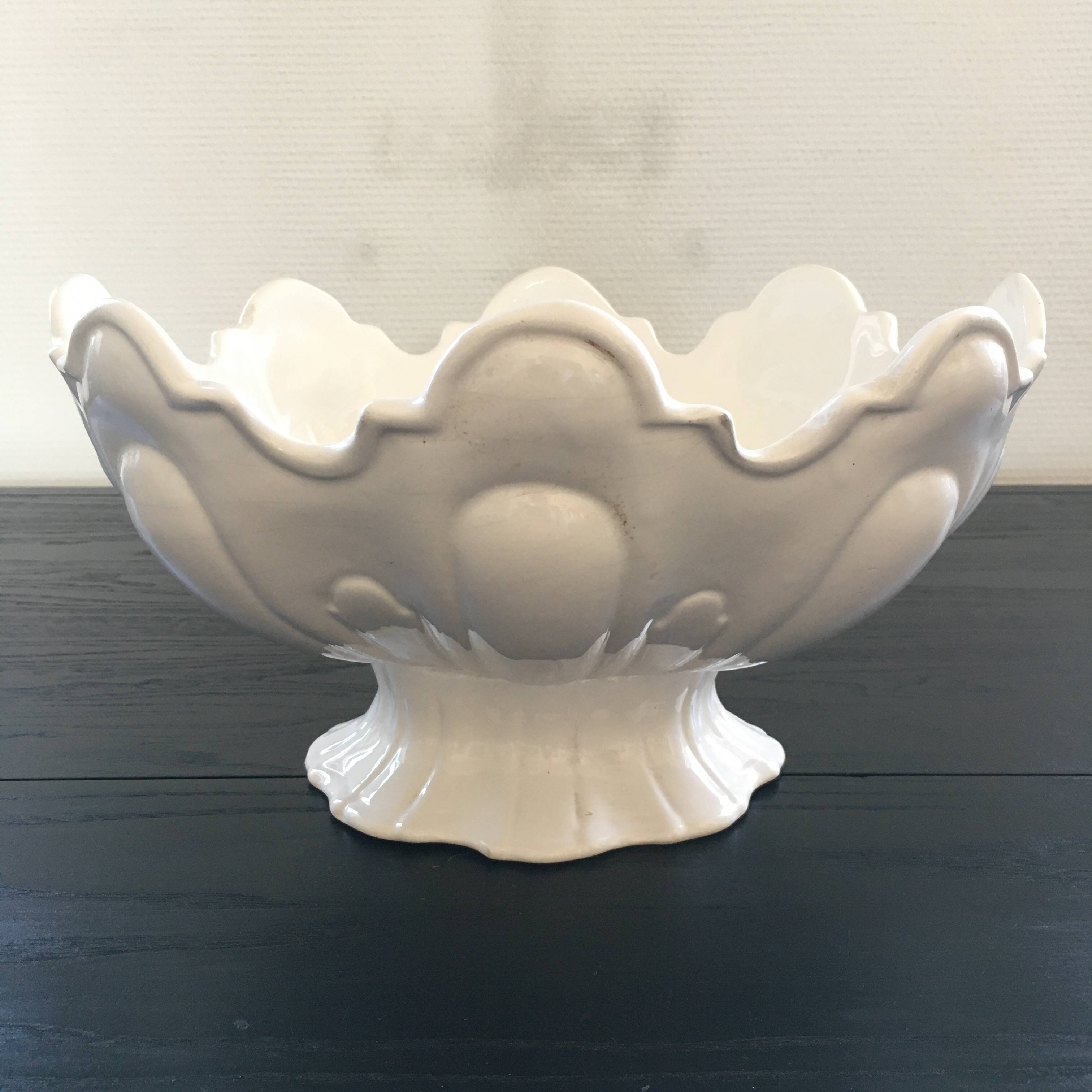 Large white scalloped cup