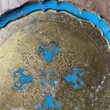 Florentine tray golden and turquoise blue