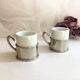 Set two porcelain cups and silver metal support