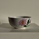 Grande tasse en faïence à liseré rose et motif de fleurs rose H7 D15