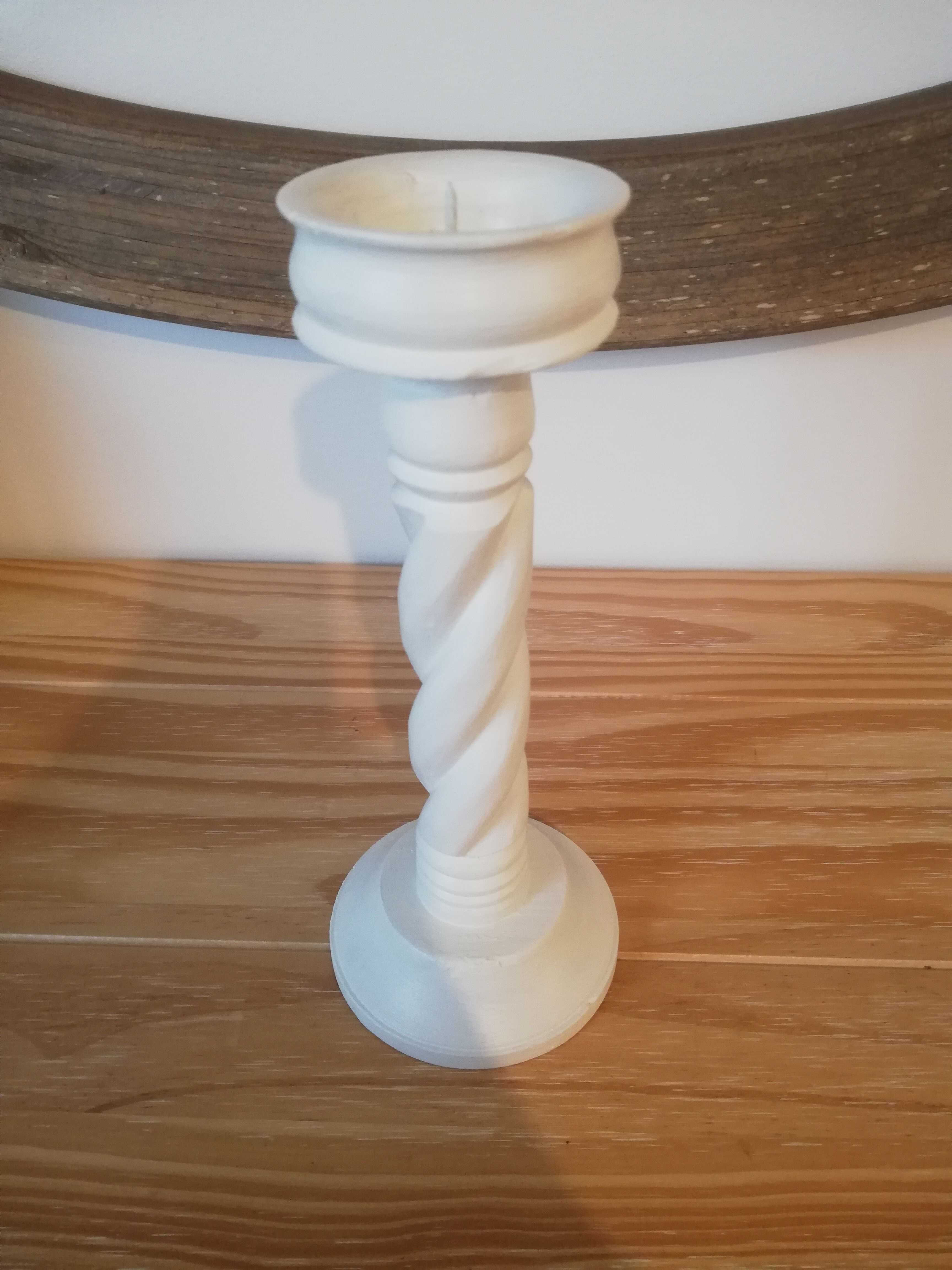 Vintage white wood candle holder