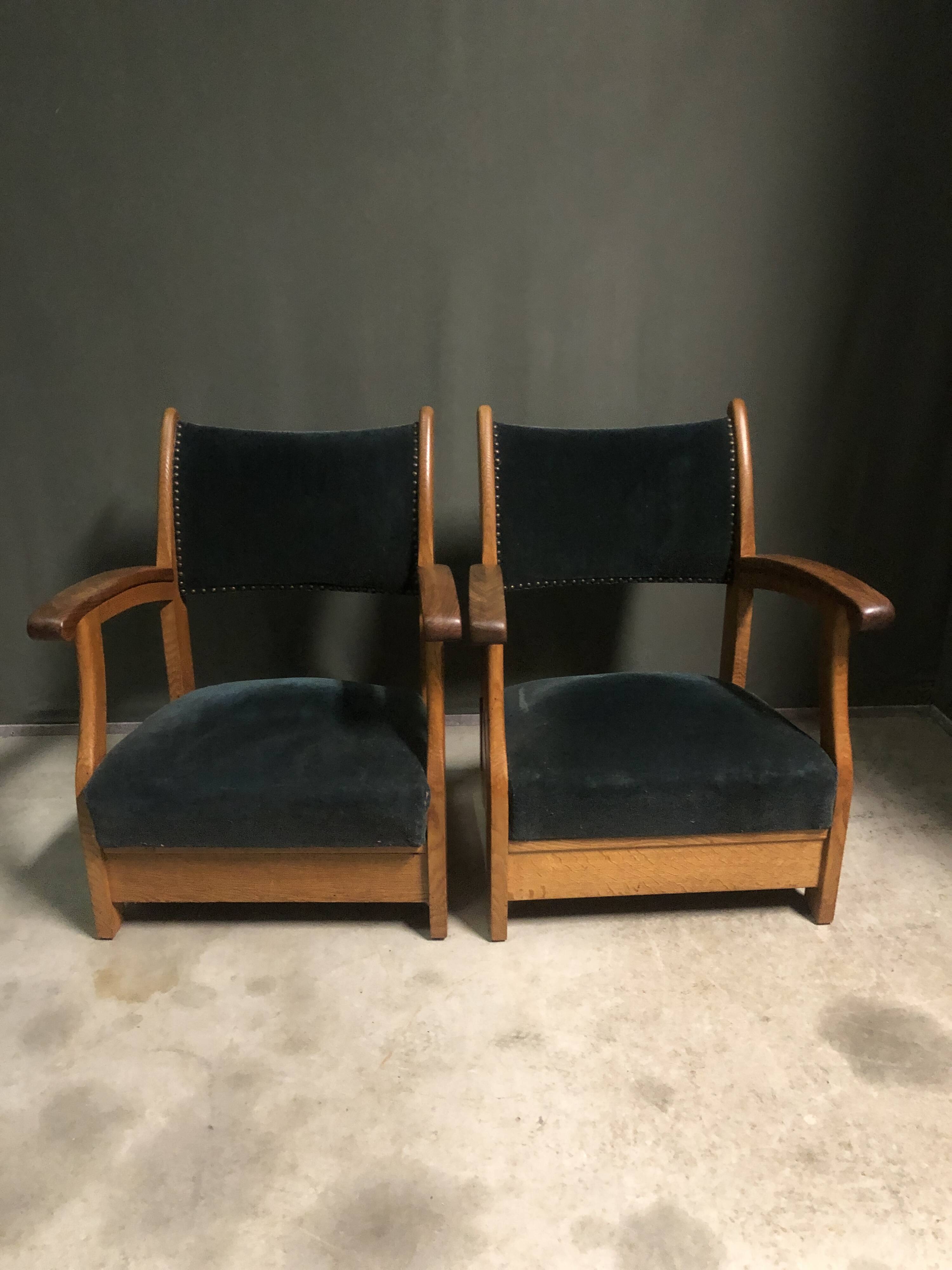 Pair of 1930's Dutch lounge chairs