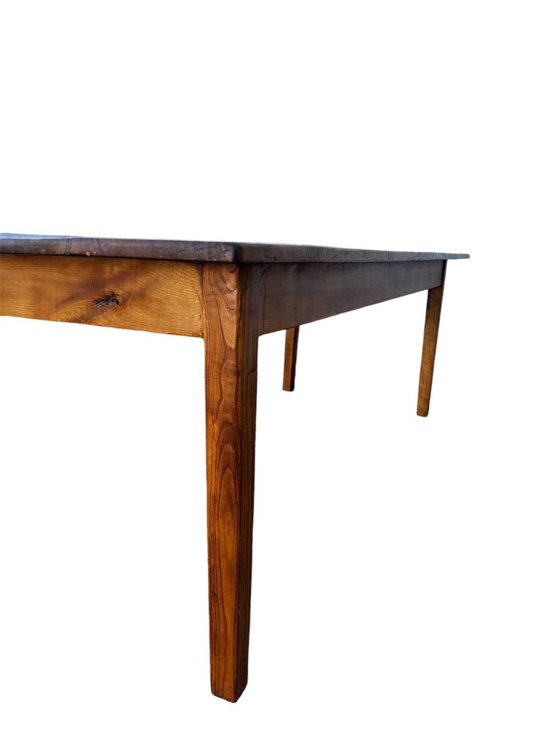 Large 19th century solid elm farmhouse table