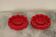 Pair of red Swedish candle holders designed by Gustavsberg