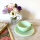 Art Deco cups in green opaline