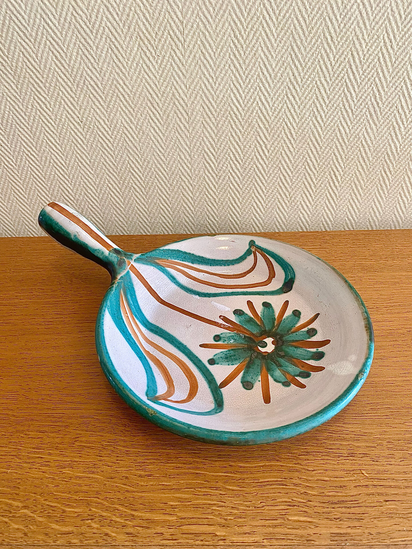 Large enamelled ceramic frying pan by Robert Picault