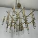 Lustre Sciolari 15 lumières chrome légèrement doré et perspex modèle Ice, Italie années 60