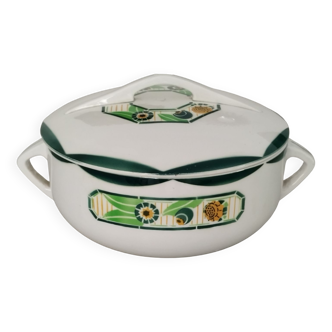 Vegetable Soupière Earthenware Sarreguemines Oxford Model Art Deco Decor