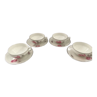 Old tea set chocolate porcelain tea limoges p.l. design jean boyer