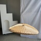 Rattan suspension or shade in the shape of a braided undulating circular tray d:80