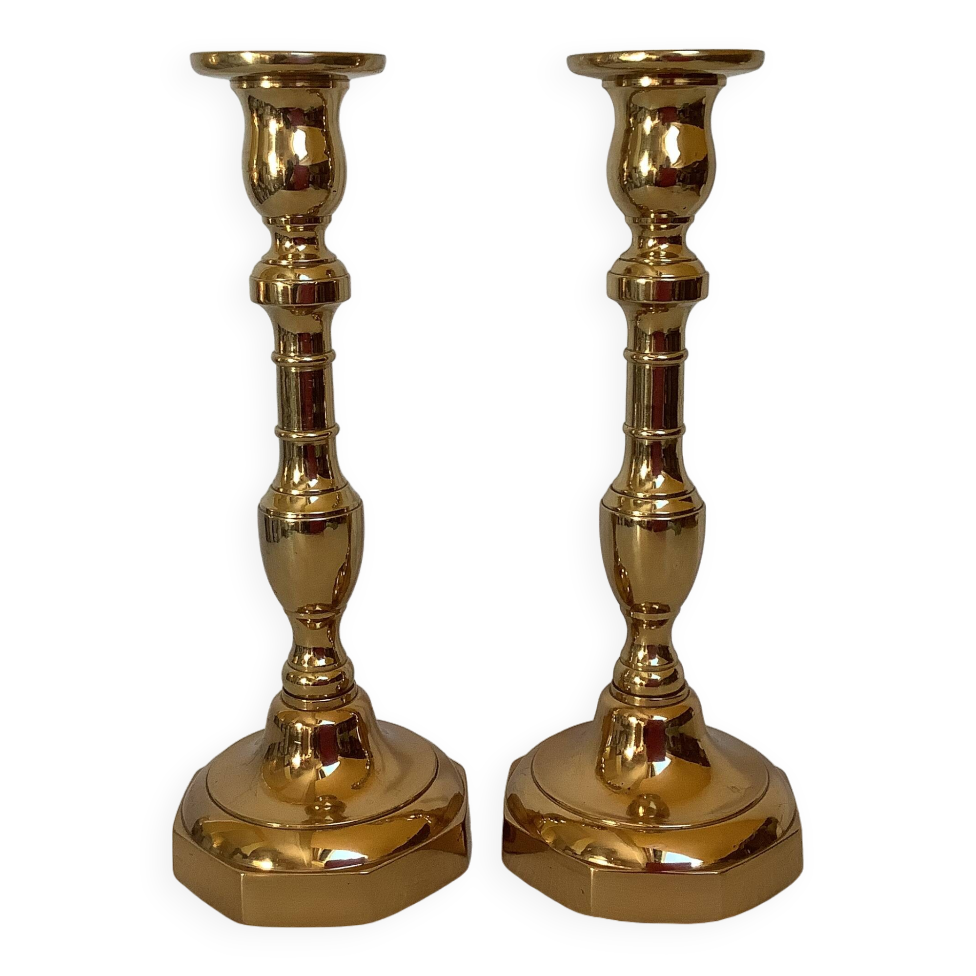 Pair of large brass candlesticks