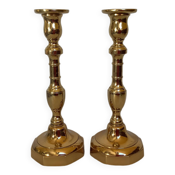 Pair of large brass candlesticks