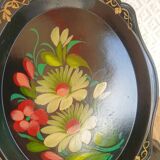 Set of 3 plastic trays vintage Russian flowers