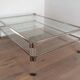 Large coffee table in plexiglass and chrome with a double glass top.