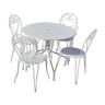 Salon de jardin 1 table 2 chaises 2 fauteuils en fer forgé blanc