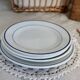 4 vintage porcelain and earthenware dessert plates, mismatched, blue and white, Isabella set