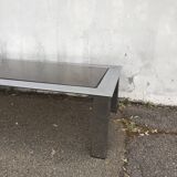 Coffee table vintage chrome glass circa 1970
