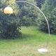 Arco telescopic design floor lamp from the 70s, marble base, chrome rod, plastic lampshade