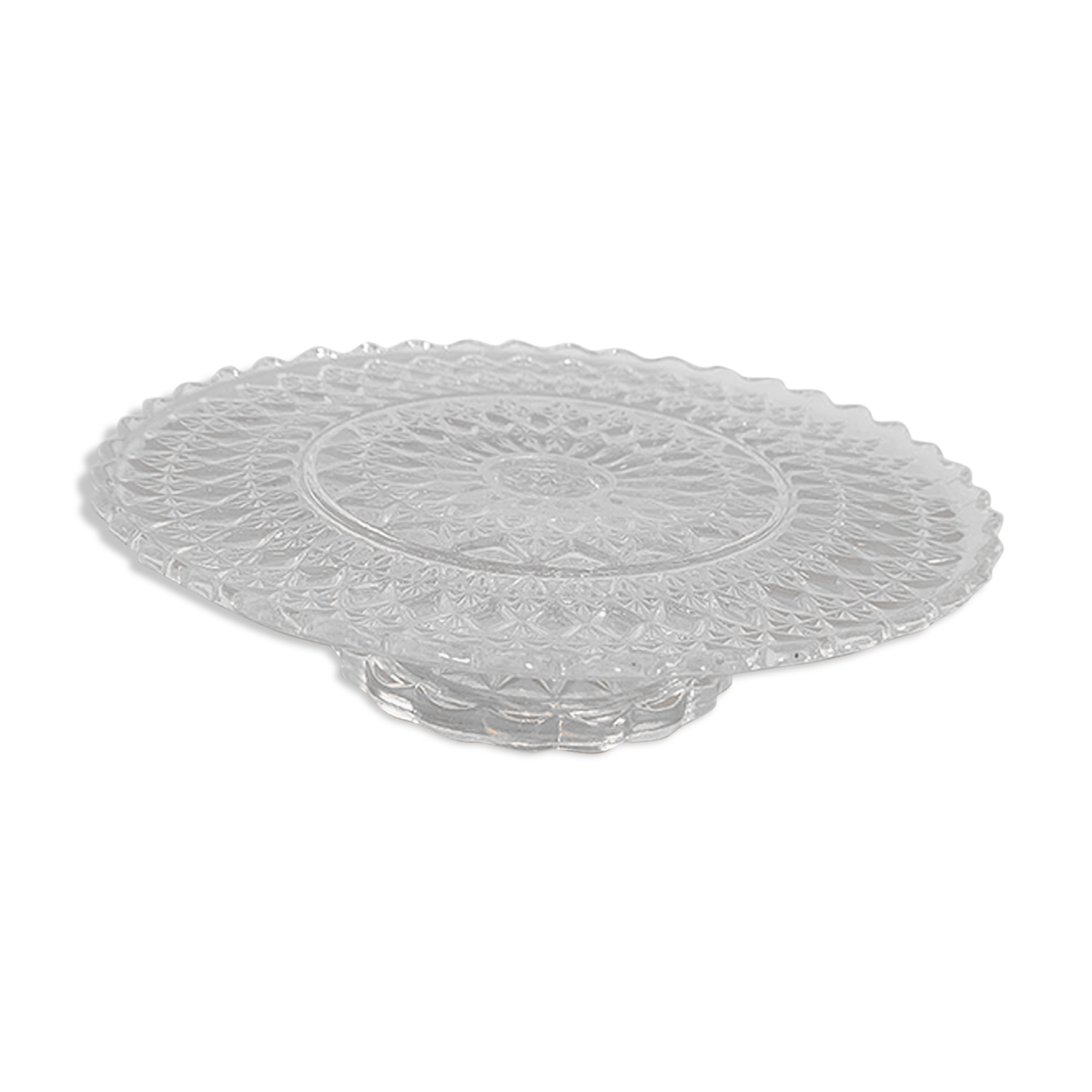 Plate on molded glass pedestal