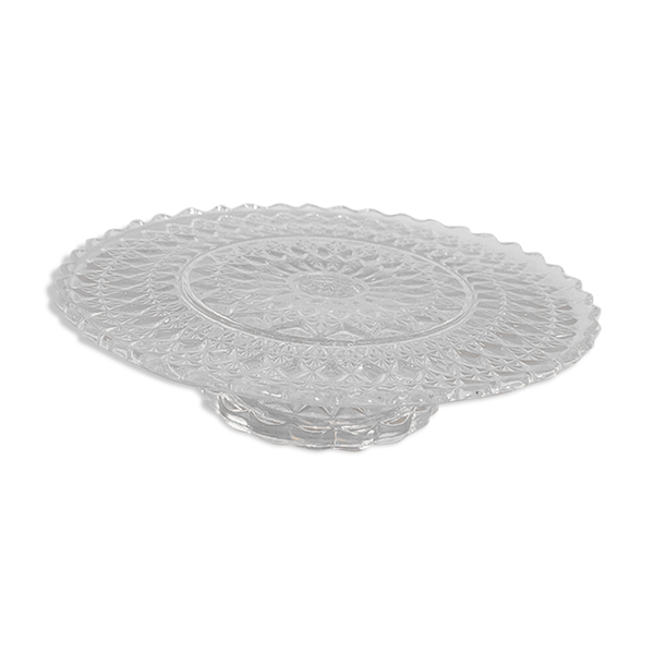 Assiette sur piedouche en verre moulé