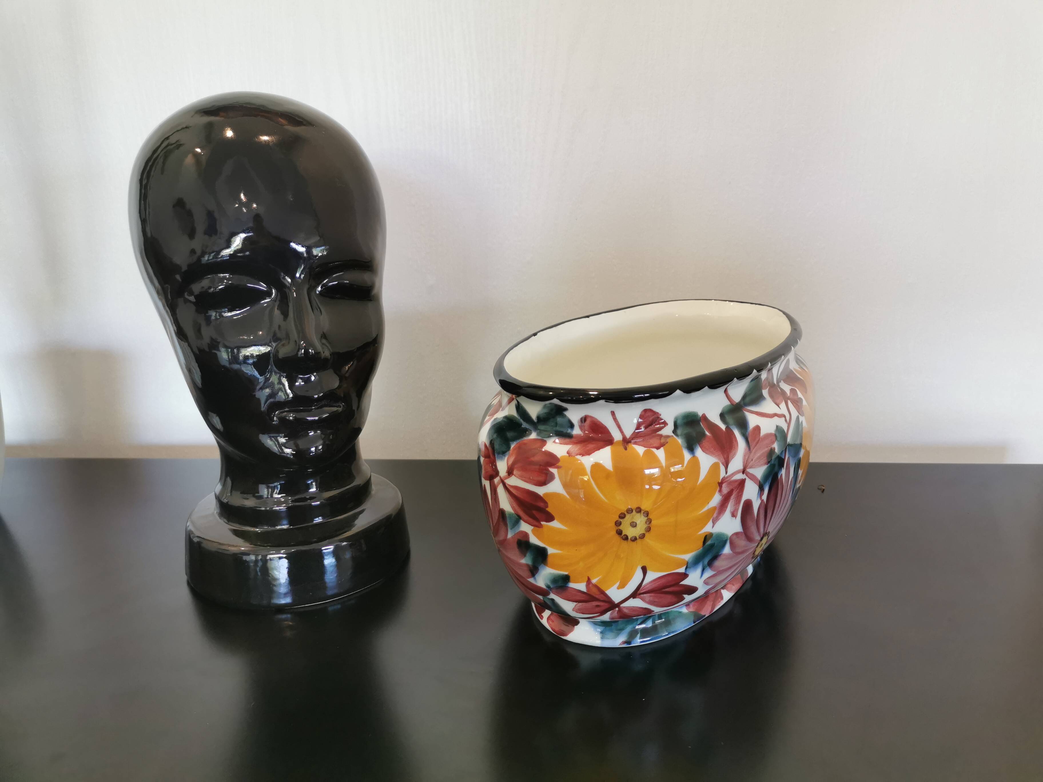 Vintage flowery ceramic from Schramberg, Jar, Planter, Cache Pot.