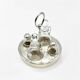 Vintage Christofle Fleuron Condiment Set in Silver Plate and Crystal Glass