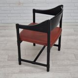 1970s, set of 4 Finnish armchairs by Lepokalusto, original condition, birch wood, leather.