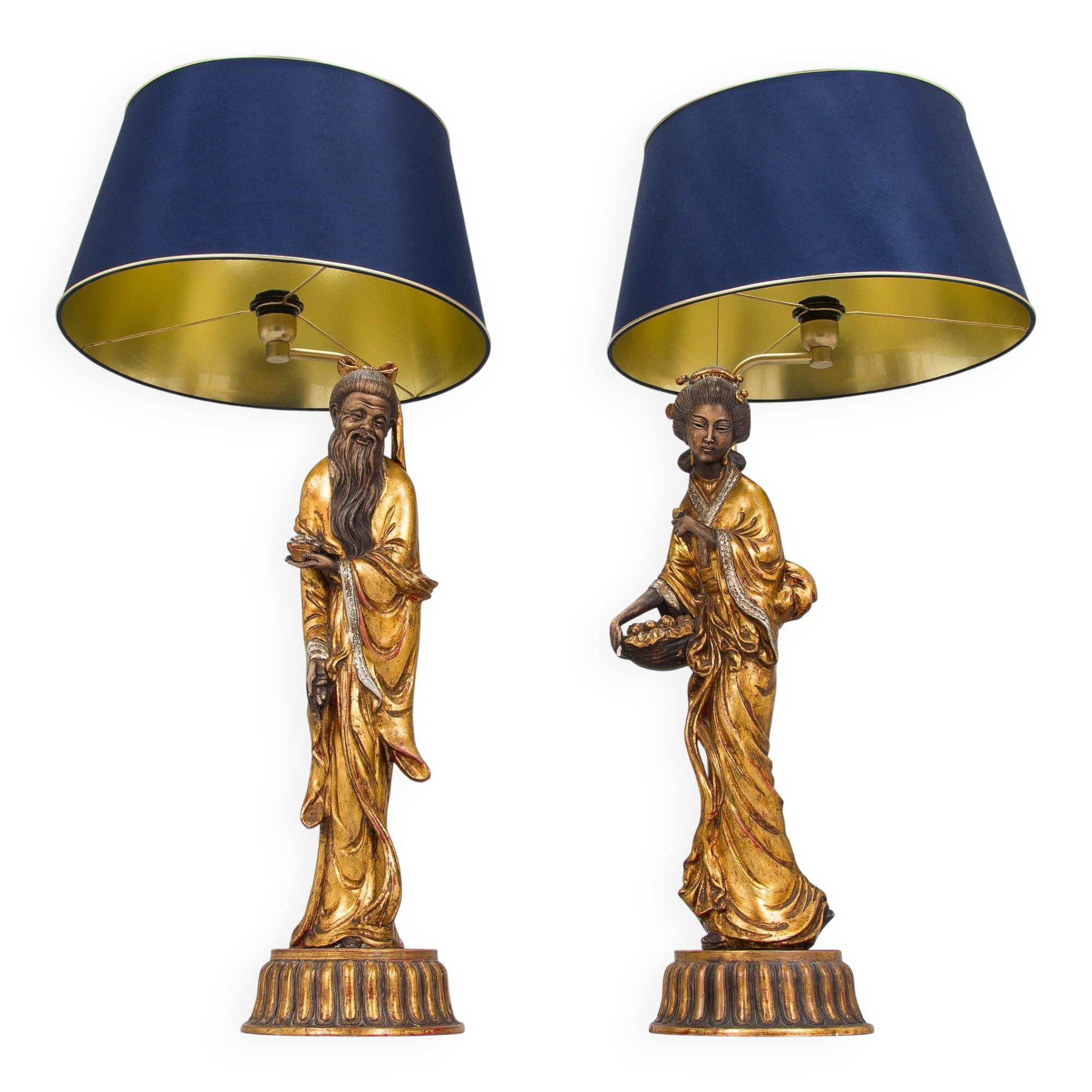 Pair of gold table lamps in the style of William Billy Haines, United States, 1950s.