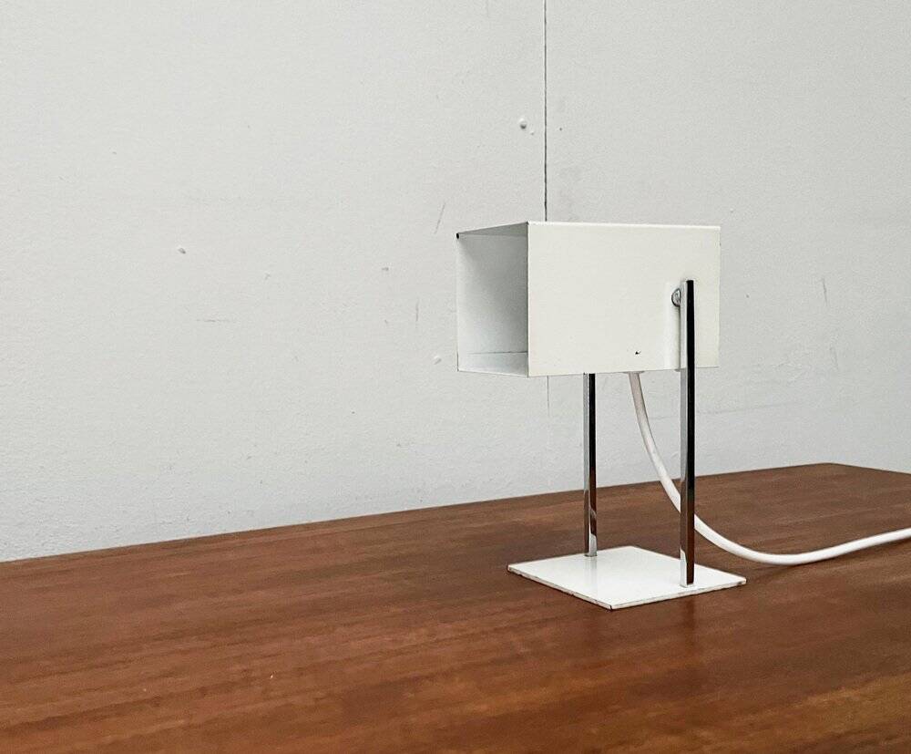 Mid-century minimalist German table lamp in cube by Kaiser Idell Leuchten, 1960s.