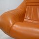 Sofa "space age". Leather, fiberglass, foam, steel. Circa 1970. Orange.
