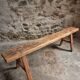 Rustic old wooden bench – Early 20th century – Seat in solid pine and base in chestnut