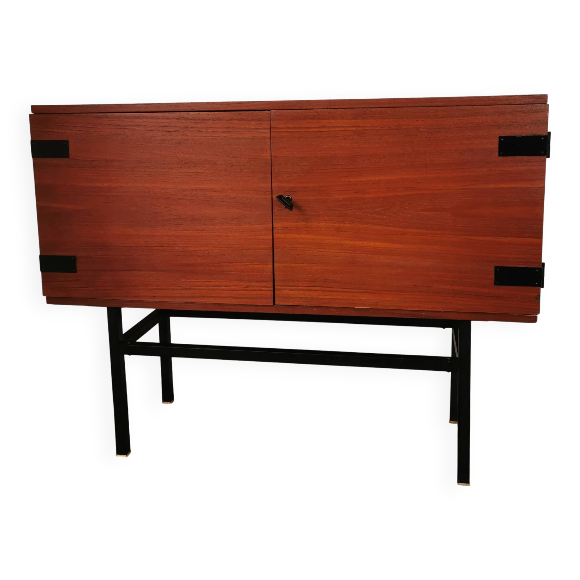Small teak and metal sideboard, 70s