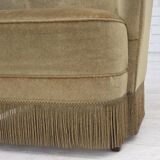 1970s, Danish highback armchair, light green furniture velour.