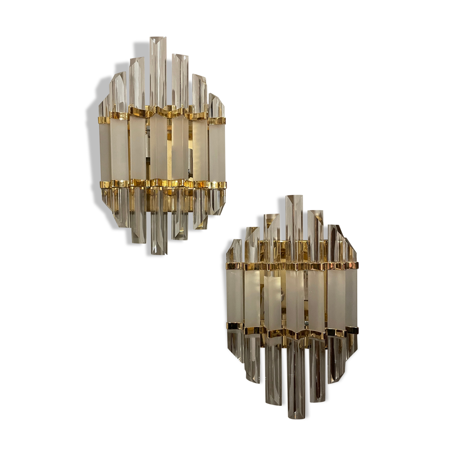 Pair of Benini wall lamps, murano glass Italy 1970s